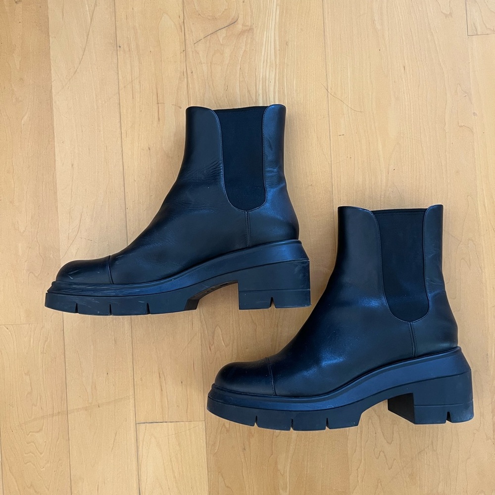 Black Leather Stuart Weitzman Norah Boots